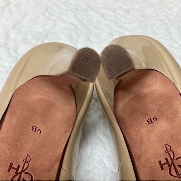 Cole Haan platform patent leather heels, nude, Nike air Comfort, peep toe, 9B - Picture 8 of 10